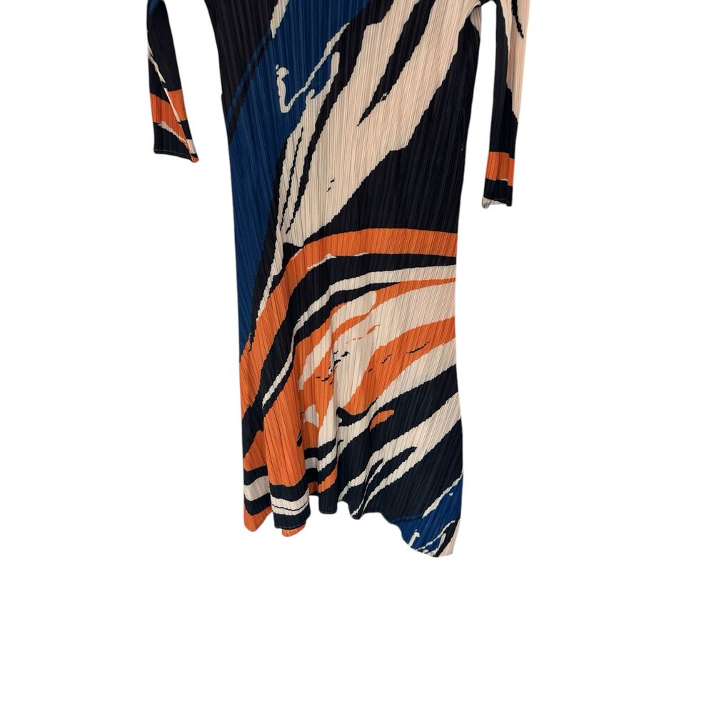 New with Tags Kelly Obi New York Orange Blue‎ Accordion Stretch Party Midi Dress - Picture 4 of 9